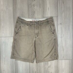 American Eagle Shorts Mens 33 Long Beige Longboard Chino Khaki Y2K